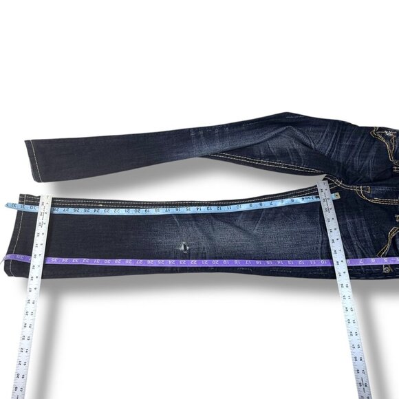 Mek Denim Jeans Womens Sz 26/32 Clayton Slim Boot Low-Rise Embroidered Flap - Picture 9 of 16